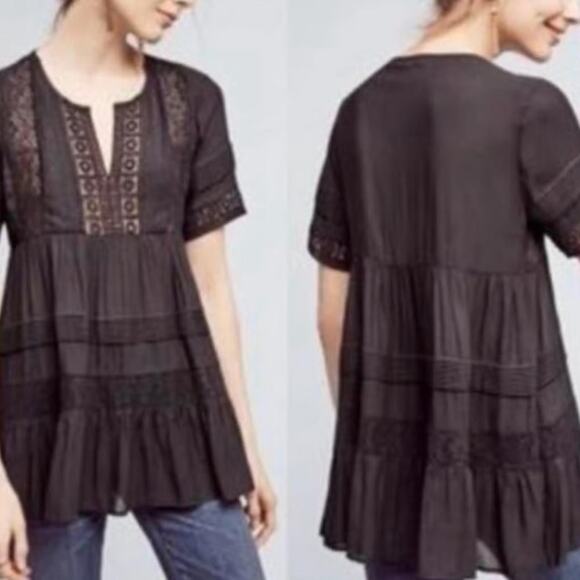 Anthropologie Maeve Lace Detail Tunic/Babydoll Top - Picture 6 of 6